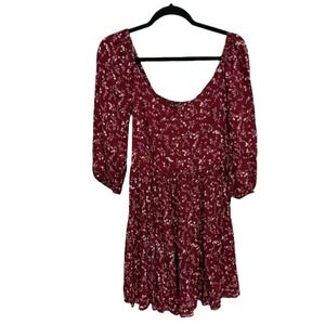 Rue 21 Red Floral Long Sleeve Cottage Core Mini Dress NWT Size Medium